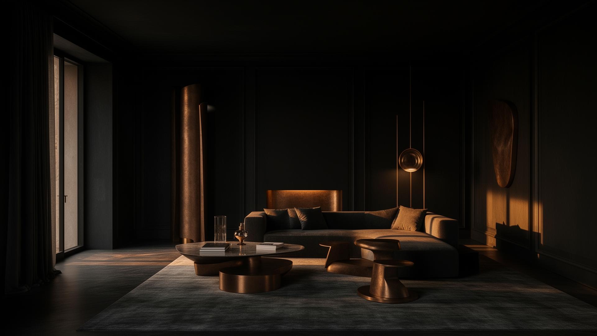 Interno di lusso italiano illuminato in tonalità calde